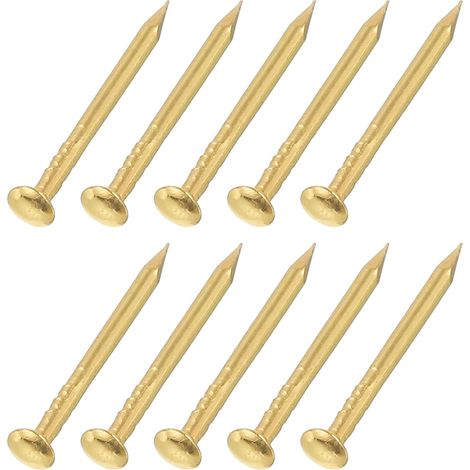 500Pcs Petits Clous De Quincaillerie, 1 x 14mm Acier Au Carbone Tête Ronde Clou Commun Clou De Finition Pour Bricolage Accrochage D'Images Projets Bois Ménager, Or (1/5)