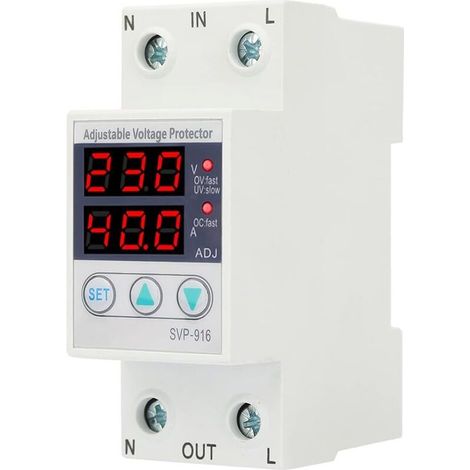 [NON UTILIZZATO] Protecteur de courant monophasé intelligent réglable, protection contre les surtensions et les sous-tensions 230 V CA (63 A)