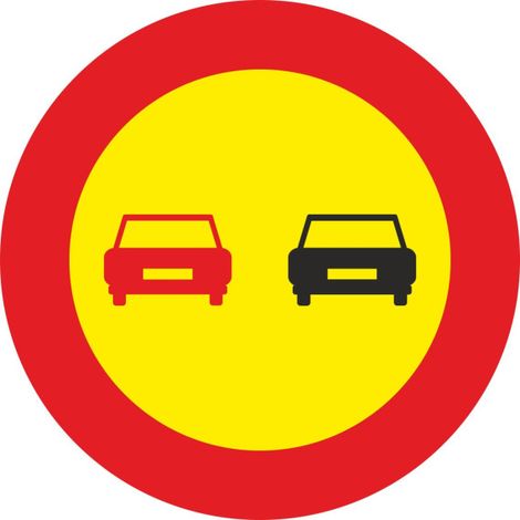 Señal Vial Metálica Adelantamiento Prohibido Diámetro 500 mm
