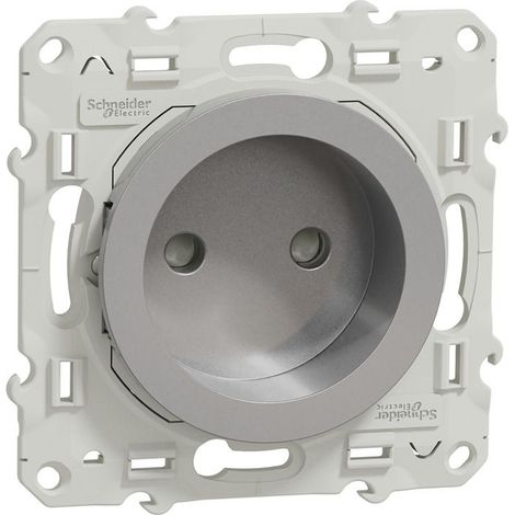Prise de courant 2p aluminium fixation à vis connexion rapide ODACE SCHNEIDER S530033 (1/3)