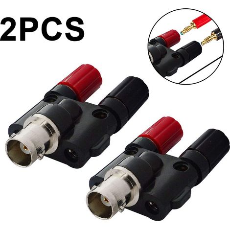 Adaptateur répartiteur coaxial BNC femelle vers double prise banane femelle, lot de 2