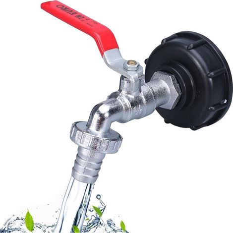1000-Liter-Tankhahn S60X6,3/4" IBC-Anschluss für 1000 Liter Regenwasser mit Schlauch und Adapter. 1000-Liter-Gartenventil, Ablauftankadapter für - (1/5)