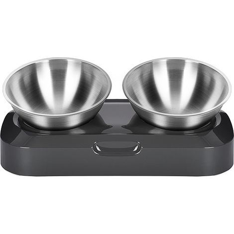 Gamelle surélevée pour chat, gamelle en acier inoxydable pour nourriture, eau, anti-vomissements, inclinée surélevée, inclinée à 15°