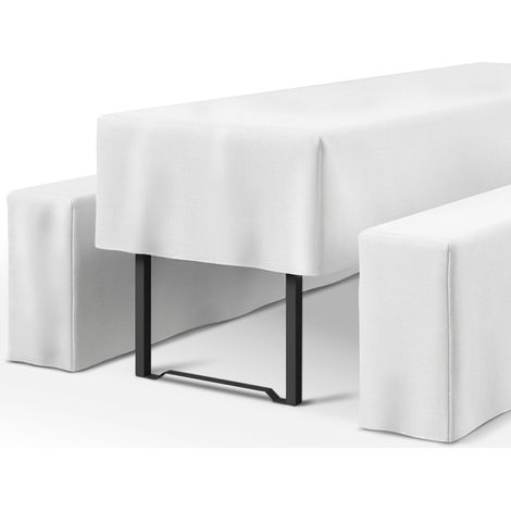 Set de 3 housses de table pour garniture de tente à bière 220x50cm blanc (1/5)