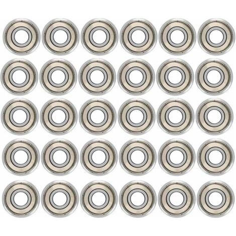 Lot de 30 roulements à billes 608zz – Métal double blindage – 8mm x 22mm x 7mm – Faible bruit et haute vitesse pour roller et skateboard (1/5)