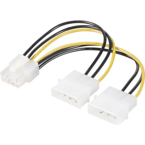 Renkforce Strom Y-Kabel [2x IDE-Strom-Stecker 4pol. - 1x PCIe-Stecker 8pol.] 0.15 m Gelb, Schwarz