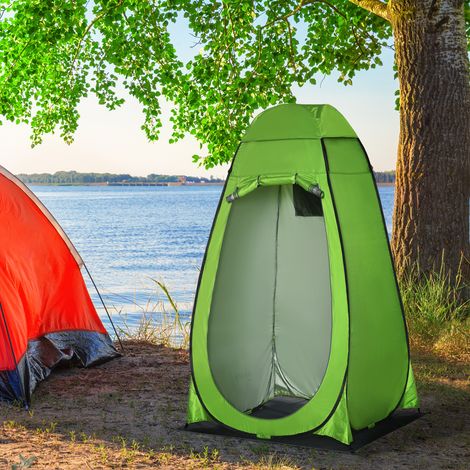 Camping plage et tente de douche extérieure - 126x124x189 cm - sac de et poche de rangement - vestiaire portable avec porte zippée - vert