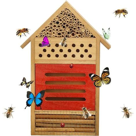 Hôtel à insectes en bois Maison pour abeilles papillons et coccinelles Abri de jardin naturel pour la biodiversité
