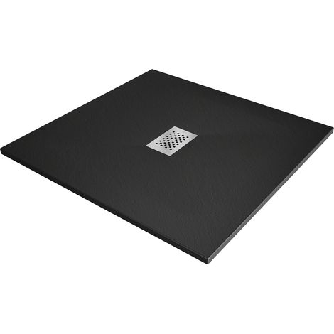 Mexen Hugo plato de ducha cuadrado SMC 100 x 100 cm, negro, cubierta inox - 42701010-X (1/5)