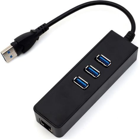 USB 3.0 à 1000Mbps gigabit adaptateur ethernet RJ45 3 ports USB3.0 Hub réseau câblé (1/2)