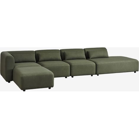 Canapé d'angle modulable 4 pièces avec méridienne droite et pouf Fogler SKLUM