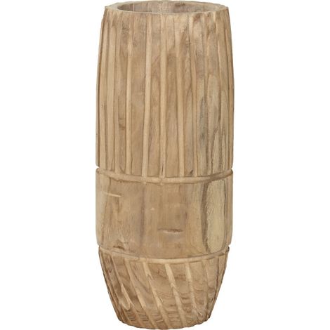 Macetero Madera Paulownia 32X32X69 Tallado Natural (1/5)