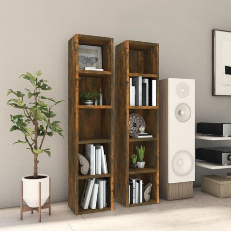 CD-Regale 2 Stk. Räuchereiche 21x16x93,5 cm Holzwerkstoff vidaXL