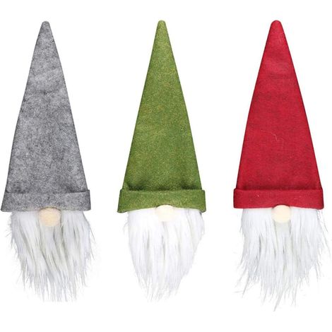 Set di 3 tappi per bottiglie di vino a forma di gnomo natalizio - decorazioni artigianali svedesi di Babbo Natale per feste di Natale e decorazioni da tavola