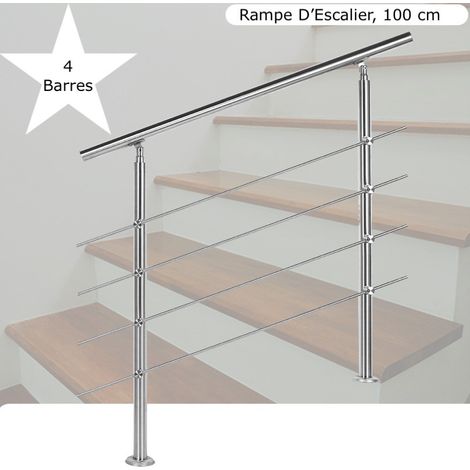 Rampe D'Escalier Sur Pied, 100 cm, En Acier Inoxydable, 4 barres (1/5)