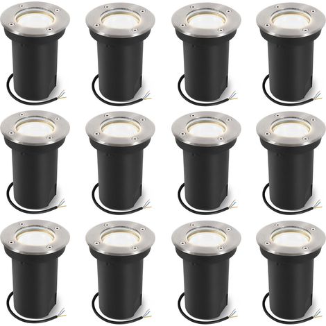 Randaco 12x 3W Bodenleuchte Schwenkbar IP65 Außen LED Bodeneinbaustrahler Bodenstrahler Bodenlampe Neutralweiß - Silber Gehäuse