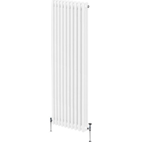 Radiatore Termosifone a 3 Colonne 1800mm x 472mm Moderno Centralizzato Bianco in Acciaio Inox Verticale a Parete Cucina Soggiorno Bagno Kit di Fissaggio e Spazzola Inclusi