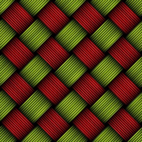 Tissu d'extérieur décoratif Oxford - motif de tresse rouge et verte (1/5)
