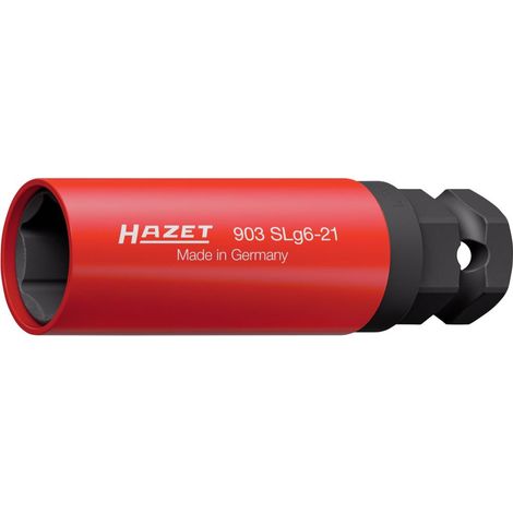 HAZET 903SLG6-21 DOUILLE 21 MM CARRÉ 1/2 POUCE HEXAGONAL EXTÉRIEUR 24 MM PROFIL TRACTION DOUILLE EN PLASTIQUE JAUNE ROTATIF POUR (1/5)