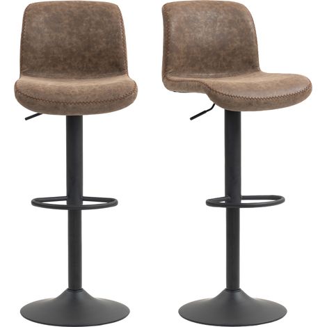 HOMCOM Barstools Set of 2, Dining Stools with Backrest and Footrest, Brown