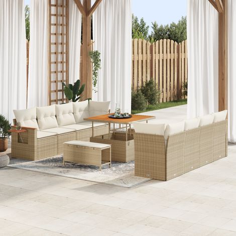 Garden Sofa Set 12 pcs 12-Seater Beige and Cream Poly Rattan vidaXL (1/5)
