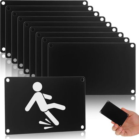 Set mit 10 kleinen und robusten gravierten schwarzen Metallplatten für Aluminiumtüren, ideal (1/5)