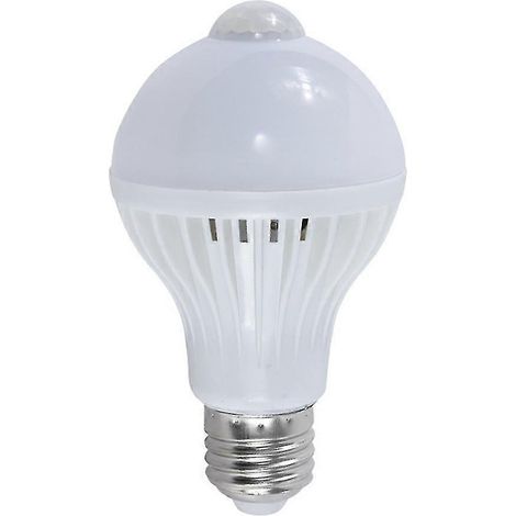 Ampoule LED à détecteur de mouvement infrarouge, s'allumant automatiquement grâce à sa détection de présence humaine (lumière blanche). (1/5)