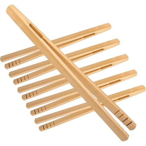 Set di 6 pinze per alimenti, pinze per griglia, pinze per carne, pinze da cucina, pinze per griglia in bambù, pinze per tostapane, pinze da cucina, pinze in bambù, aiutanti da cucina dal design ergono (1/5)