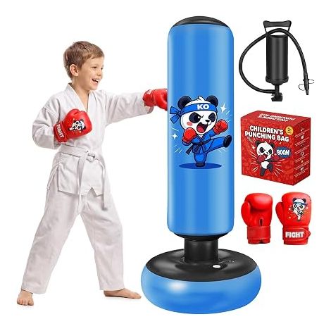 Sac de Frappe 130cm avec Gants et Pompe pour Enfants 3-8 Ans (1/5)