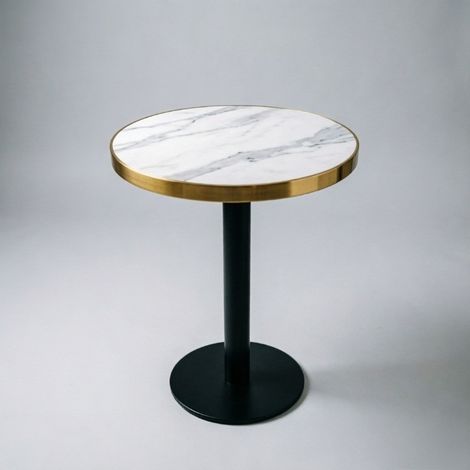 ELVMI Runder Beistelltisch mit MDF-Tischplatte und goldfarbenem Edelstahlgestell, UV-Oberfläche, Wohnzimmer, 75 x 71 x 23 cm (1/5)