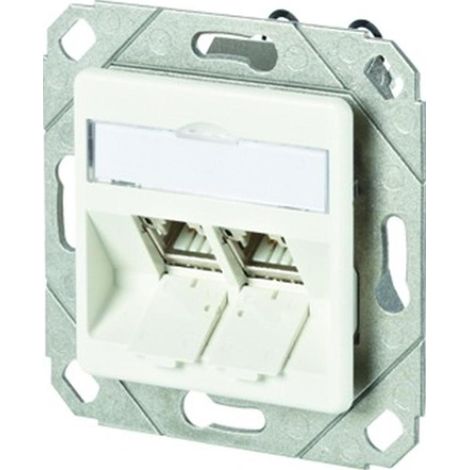 Anschlussdose Cat6A UP 2xRJ45 Kanaleinb RAL9010 rws Schneidklemm designfähig (1/5)