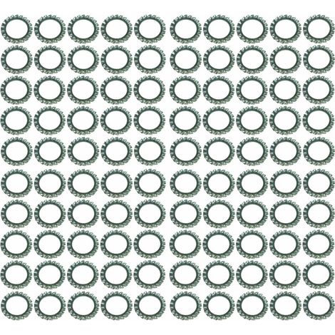 100x Rondelle évantail plate à denture extérieure rondelle frein dentelée en acier zingué DIN 6798 forme A Dent Blocage Fixation Vis Boulon Quincaillerie Electricité, M3x3,2x0,6mm (1/2)