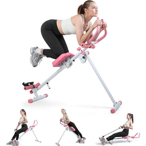 AB Machine Rosa Attrezzo Fitness per Addominali Multiuso Pieghevole Vogatore