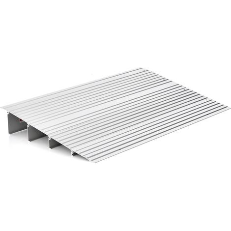 Rampe de seuil en aluminium argenté, hauteur réglable, surface antidérapante et structure stable, pour porte, entrée et plein air (1/5)