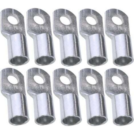 Packung mit 10 röhrenförmigen Ösen-Crimpklemmen – Öse – Ø 8 mm – unisoliert – für 50 mm² Leiterquerschnitt – Kabelverbinder – Klemmung – silberfarben