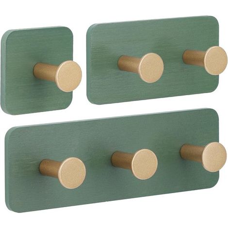 Ganchos de pared autoadhesivos,3 ganchos para toallas,perchero autoadhesivo,no requiere taladrar,para salón y oficina,verde (1/5)