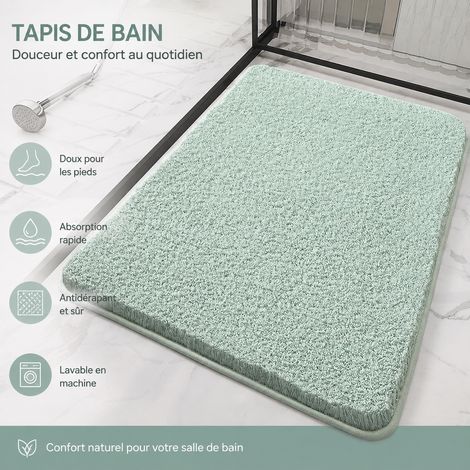 Tapis de bain en coton à poils longs 40x60cm vert minimaliste vert 40x60cm 2 kg – Livraison gratuite