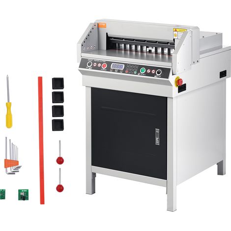 VEVOR Massicot Electrique, Coupe-papier Automatique Largeur de Coupe de 450 mm Epaisseur de Coupe de 40 mm, Coupeuse de Papier Industrielle, avec Ecran LCD Intelligent, pour Bureau Imprimerie