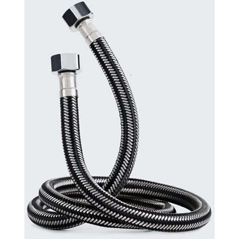 UlisemTuyau Tressé 2M, Tuyaux de Raccordement(G1/2 X G1/2) avec tresse en acier inoxydable,Tuyau d'entrée de Chauffe-Eau Chaude et Froide,pour Remplacement Universel de Cuisine Salle de Bain. (1/4)