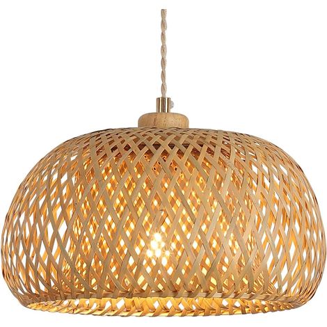 Rattan Pendelleuchte, 30cm Bambus Lampenschirm Boho, Hängelampe Küchenlampe Deckenlampe für Esstisch, Wohnzimmer, Schlafzimmer(E27 Fassung, keine Glühbirne) (1/5)