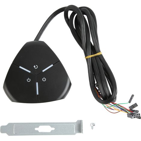 Bouton d'alimentation double pour ordinateur de bureau, interrupteur PC avec 2 ports USB, compatible ordinateurs fixes, noir. (1/5)