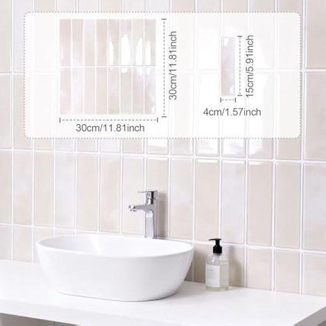 10 Carreaux Adhésifs Muraux 3D, Imperméables et Anti-huile, PET 30x30cm, Autocollants pour Cuisine, Salle de Bain et Camping-Car