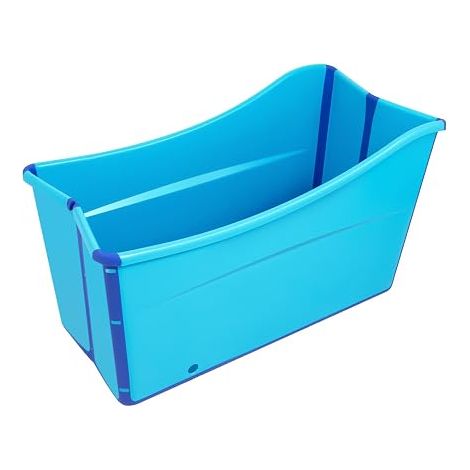 Baignoire mobile pliable pour adultes et enfants - Peut être utilisée en plein air, camping-car, douche, hôtel, arrière-cour, terrasses, balcons, salles de bains, bleu (1/5)