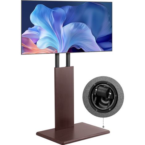Support TV à roulettes universel, pour écrans 812,8-1778 mm, chariot TV mobile avec multiprise, pivotant et hauteur réglable, jusqu'à 45 kg, Max. VESA 600 x 400 mm, pour salon, chambre, bureau (1/5)