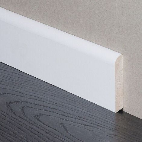 Battiscopa arrotondato in legno di ayous laccato bianco al metro varie altezze