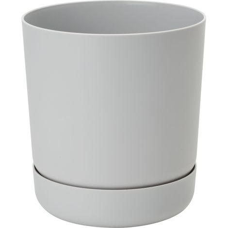 Vaso rotondo Satina 25 con sottovaso  Platino