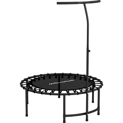 Trampoline de sport avec élastiques, poignée ajustable 5 niveaux, charge max 100 kg, acier, diamètre 102x132 cm, noir (1/5)