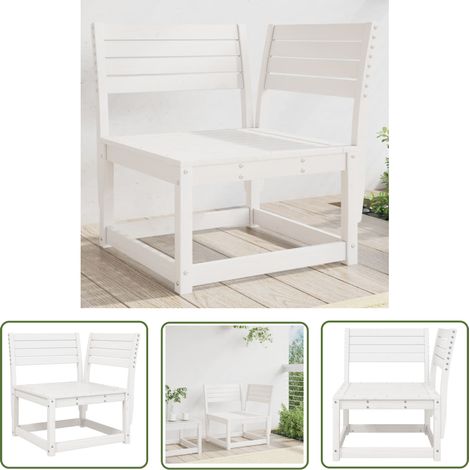The Living Store Garten-Ecksofa Weiß 73x73x78 cm Massivholz Kiefer - Gartenmöbel - Holzsessel - Esszimmerstuhl - Terrassenmöbel - Lounge Set (1/5)