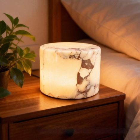 Lampe de table - commande tactile en marbre, luminosité réglable sur trois niveaux, éclairage d'ambiance LED sans fil, idéale pour une chambre. (1/5)