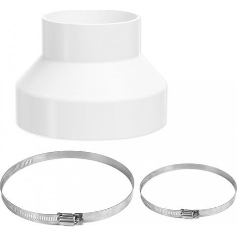Abflussrohradapter 150 mm auf 100 mm, Rundrohradapter mit 2 Edelstahlklemmen, Rohrverbinder für Lüftungsanlagen, Lüftungskanäle (1/5)